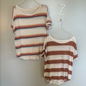 Maurices Women’s Tees - Multicolor and Brown Stripes